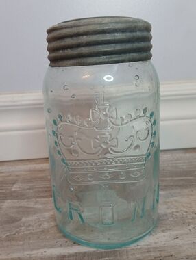Rare Antique Crown Pint Jar 1906-1913 Diamond Flint - Small Mouth